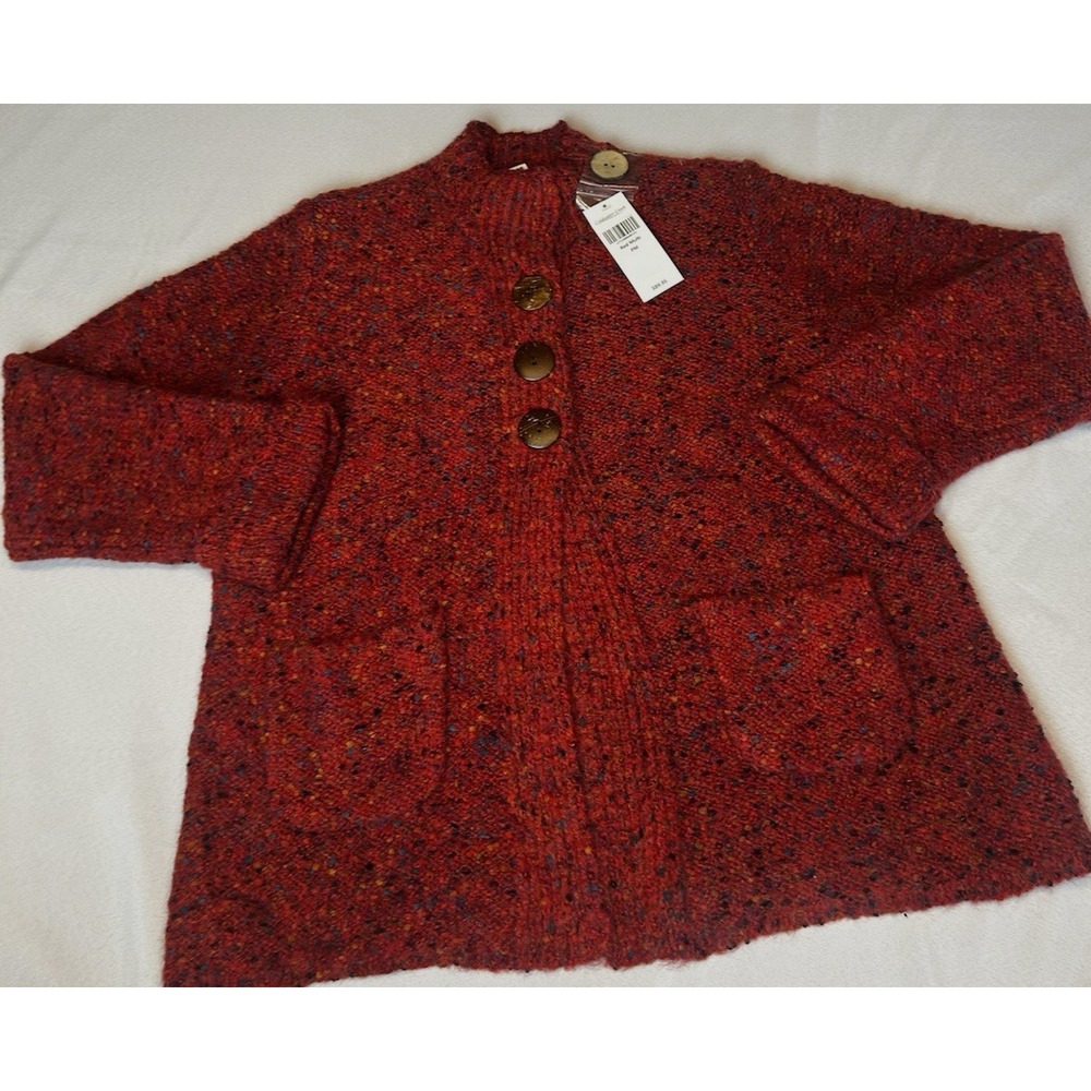 NWT Coldwater Creek Red/Multi 3 Button Sweater‎ size Med Petite - Picture 5 of 10